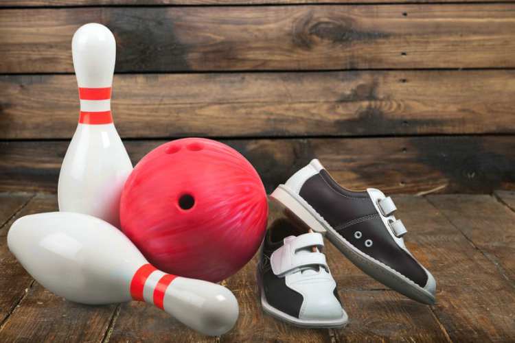 BOWLING BALLS, SHOES AND PINS